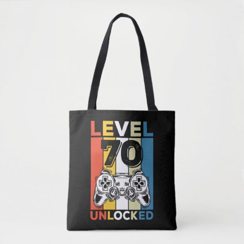 Birthday 70th Level Unlocked 70 Gaming Vintage Tote Bag
