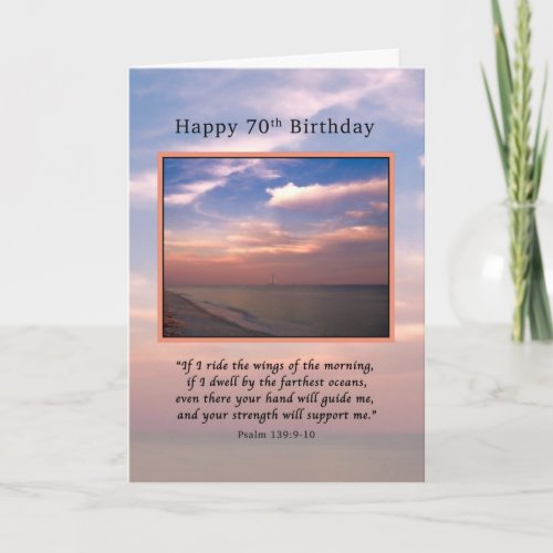 Birthday 70th Sunrise at the Beach Religious Card