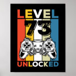 Birthday 73rd Level Unlocked 73 Gaming Vintage Poster<br><div class="desc">Birthday 73rd Level Unlocked 73 Gaming Vintage</div>