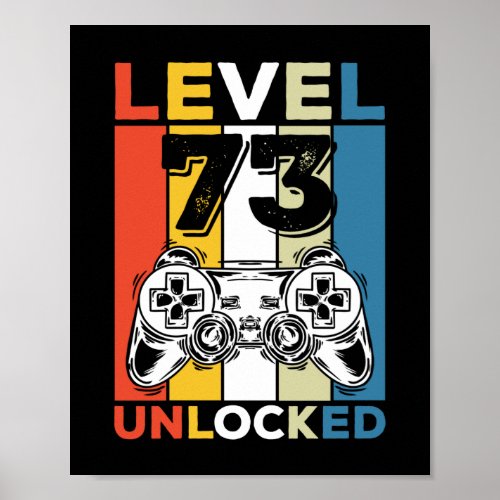 Birthday 73rd Level Unlocked 73 Gaming Vintage Poster