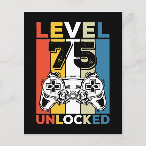 Birthday 75th Level Unlocked 75 Gaming Vintage