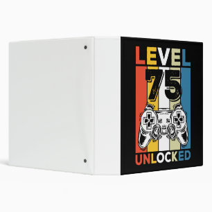 Birthday 75th Level Unlocked 75 Gaming Vintage 3 Ring Binder