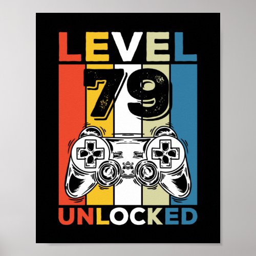Birthday 79th Level Unlocked 79 Gaming Vintage Poster