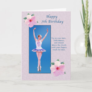 Birthday,  7th, Ballerina, Hibiscus Flowers Card