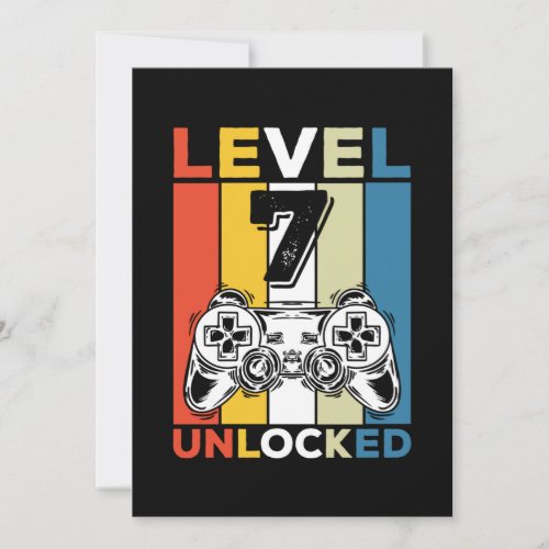 Birthday 7th Level Unlocked 7 Gaming Vintage Invitation