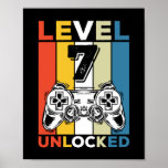 Birthday 7th Level Unlocked 7 Gaming Vintage Poster<br><div class="desc">Birthday 7th Level Unlocked 7 Gaming Vintage</div>