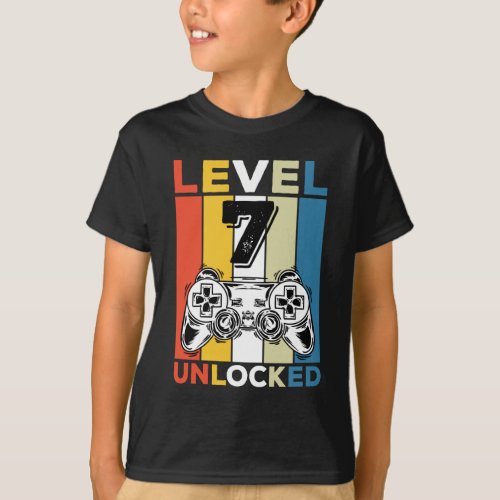 Birthday 7th Level Unlocked 7 Gaming Vintage T_Shirt