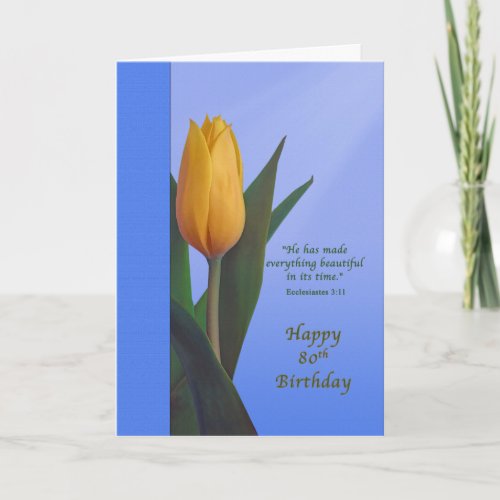 Birthday 80th Golden Tulip Flower Card