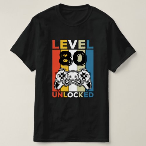 Birthday 80th Level Unlocked 80 Gaming Vintage T_Shirt