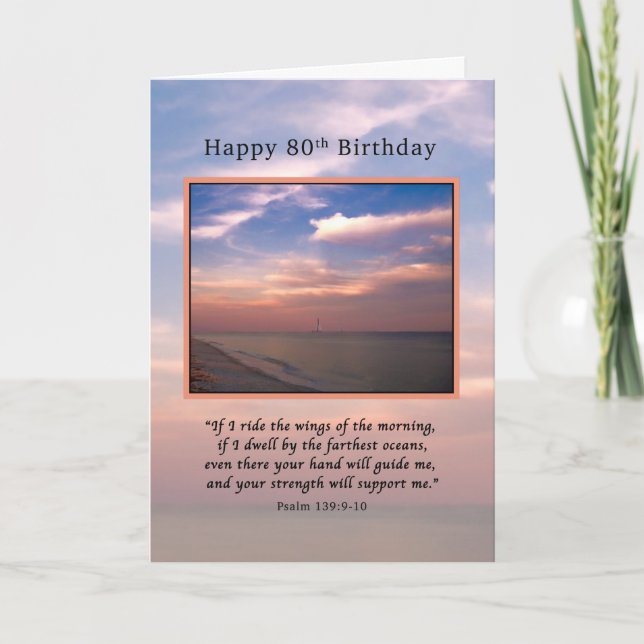 Birthday, 80th, Sunrise at the Beach, Religious Card (Front)