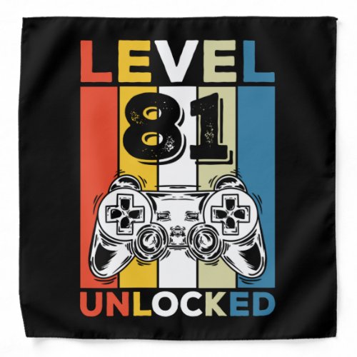 Birthday 81st Level Unlocked 81 Gaming Vintage Bandana