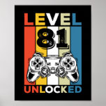 Birthday 81st Level Unlocked 81 Gaming Vintage Poster<br><div class="desc">Birthday 81st Level Unlocked 81 Gaming Vintage</div>