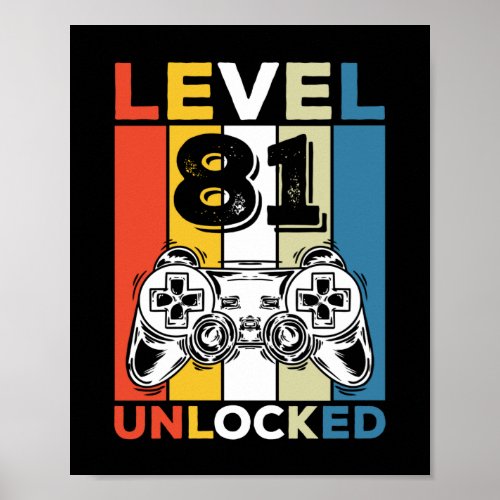 Birthday 81st Level Unlocked 81 Gaming Vintage Poster