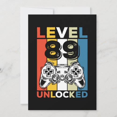 Birthday 89th Level Unlocked 89 Gaming Vintage Invitation