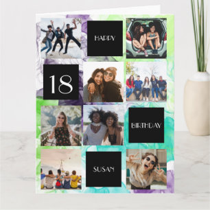 BIRTHDAY 8 photos personalize Folded Greeting Card