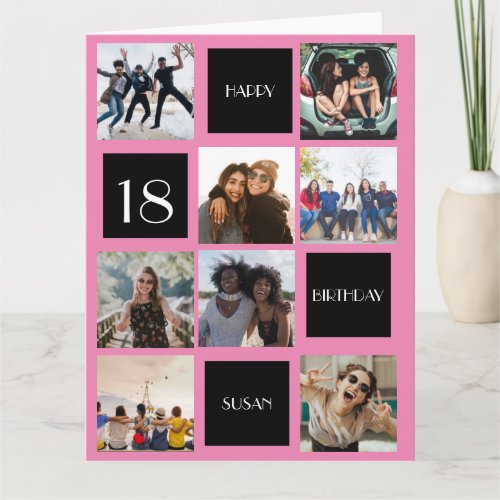 BIRTHDAY 8 photos personalize Folded Greeting Card