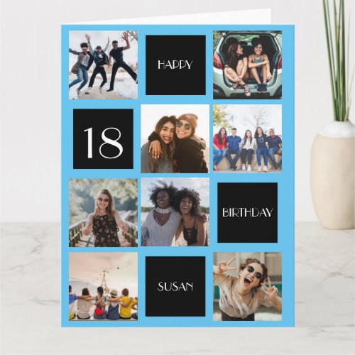 BIRTHDAY 8 photos personalize Folded Greeting Card