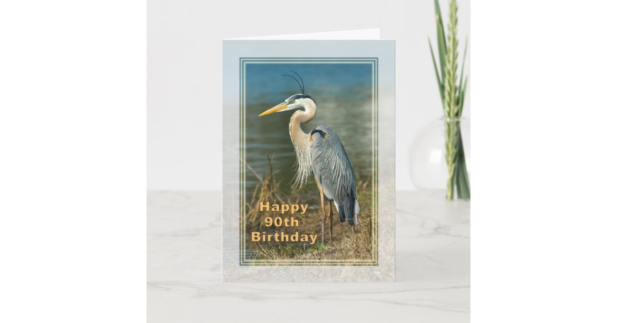 Birthday 90th Great Blue Heron Bird Card Zazzle