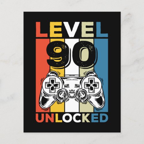 Birthday 90th Level Unlocked 90 Gaming Vintage
