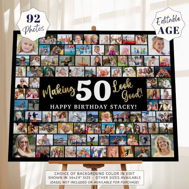 Birthday 92 Photo Collage Making AGE Look Good Foam Board (Creator Uploaded)