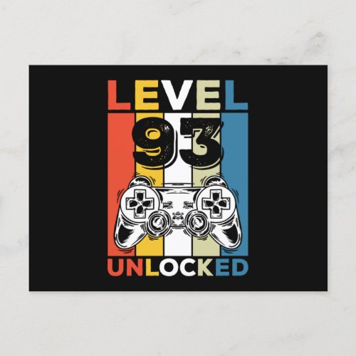 Birthday 93rd Level Unlocked 93 Gaming Vintage Postcard