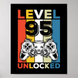 Birthday 95th Level Unlocked 95 Gaming Vintage Poster<br><div class="desc">Birthday 95th Level Unlocked 95 Gaming Vintage</div>
