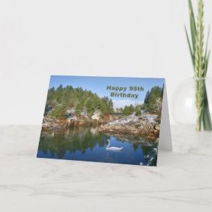 Birthday, 95th, Mountain Lake, Swan Card