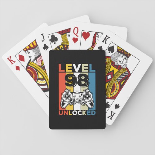 Birthday 98th Level Unlocked 98 Gaming Vintage Playing Cards