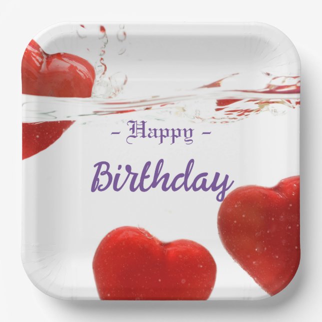 Birthday 9" Square Paper Plate (Front)