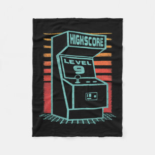 Birthday 9 Year Old Retro Gamer Level Up Unlocked Fleece Blanket