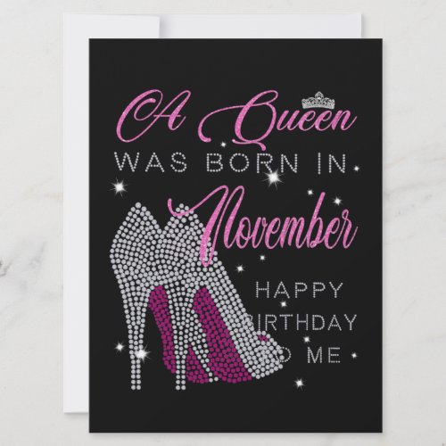 Birthday  A Queen Was Born In November Card