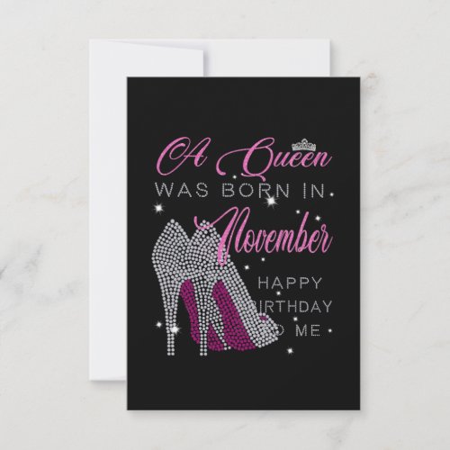 Birthday  A Queen Was Born In November RSVP Card