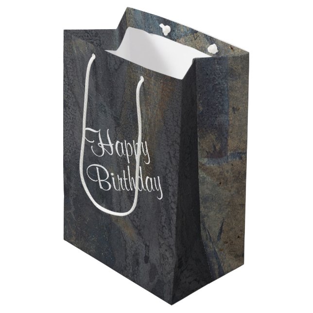 Birthday Abstract Slate Design Medium Gift Bag (Front Angled)