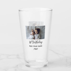 Birthday add name photo simple minimal text annive glass
