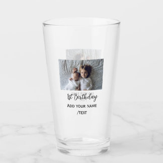 Birthday add name photo simple minimal text annive glass