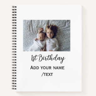 Birthday add name photo simple minimal text annive notebook