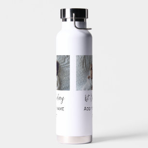 Birthday add name photo simple minimal text annive water bottle