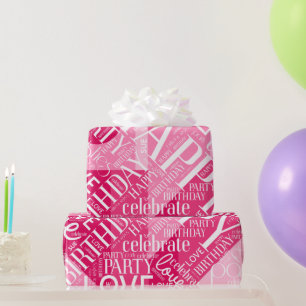 Birthday Add Short Name Color Pink ID274 Wrapping Paper