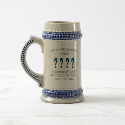 Birthday Add Year Name Date Love Dad Family Blue Beer Stein