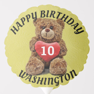 Birthday Adorable Teddy Bear personalize YellowBG Balloon