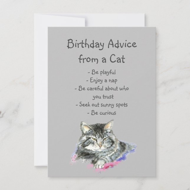 Birthday Advice from a Cat Fun Animal Humor (Front)
