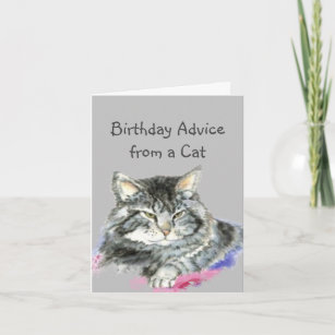Birthday Advice from a Cat Fun Animal Humor Card