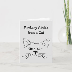 Birthday Advice from Winking Cat Fun Animal Humor Card