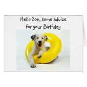 BIRTHDAY ADVICE "SON'S" BIRTHDAY FROM SPORTY PUP (Front Horizontal)