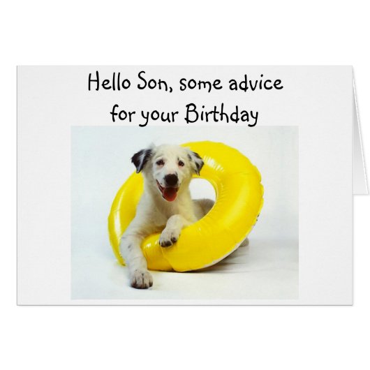 BIRTHDAY ADVICE "SON'S" BIRTHDAY FROM SPORTY PUP (Front Horizontal)