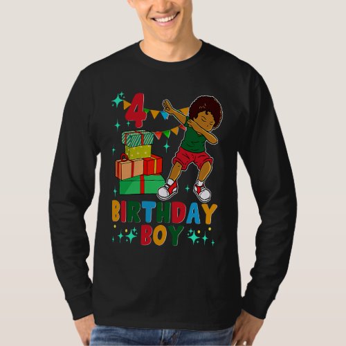 Birthday African American Boy 4th Birthday Young B T_Shirt