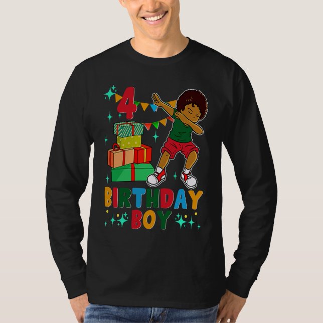 Birthday African American Boy 4th Birthday Young B T-Shirt (Front)