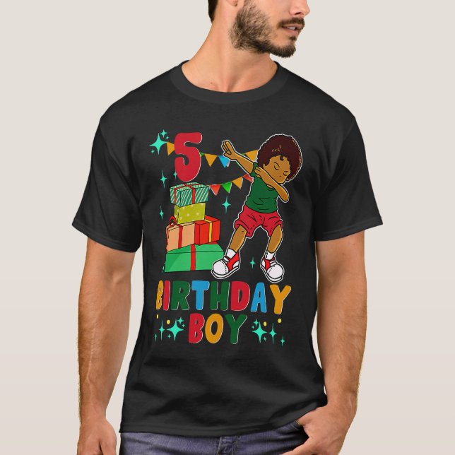 Birthday African American Boy 5th Birthday Young B T-Shirt (Front)