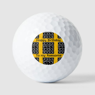 Birthday, African art Ethnic Pattern Orange Square Golf Balls