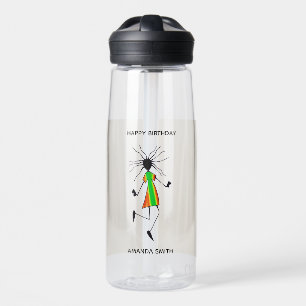 Birthday, African Art Modern abstract Dancer  Water Bottle